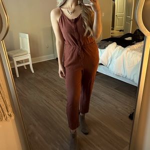 Rust colored linen jumpsuit